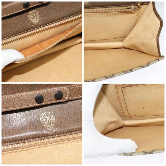 GUCCI GG Supreme Web Sherry Line Shoulder Bag PVC Beige Gold Auth - Picture 15 of 16